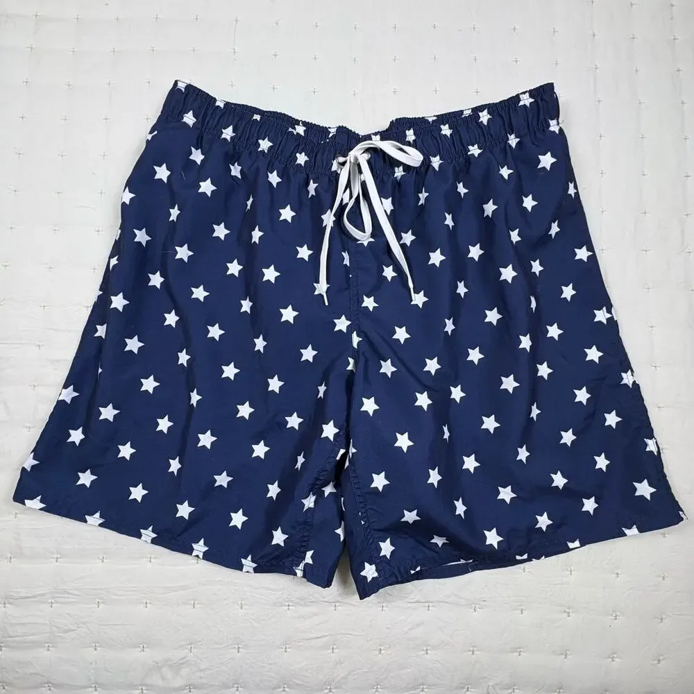 Peyton & Parker Patriotic Swim Trunks Men's XL Blue Stars 4th of July Pool Beach